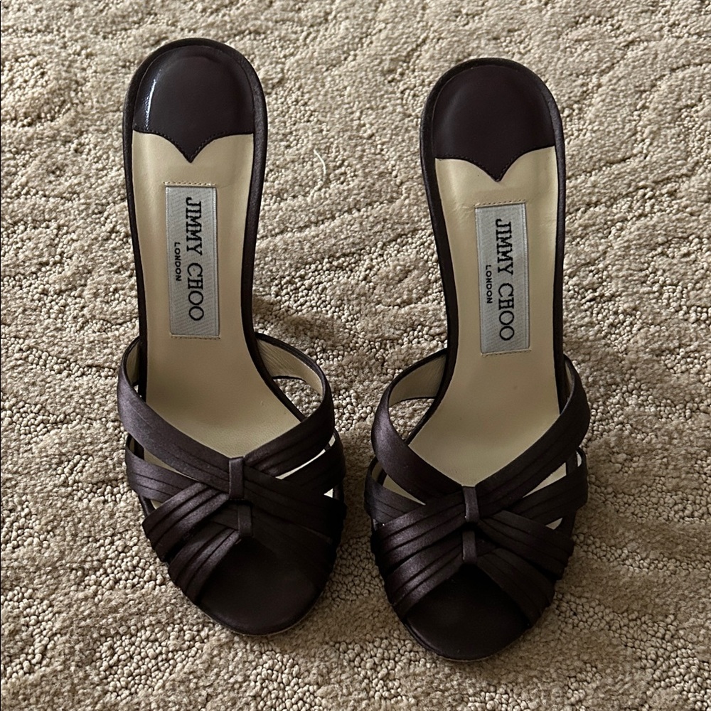 Jimmy Choo Dark Brown Strappy Heels